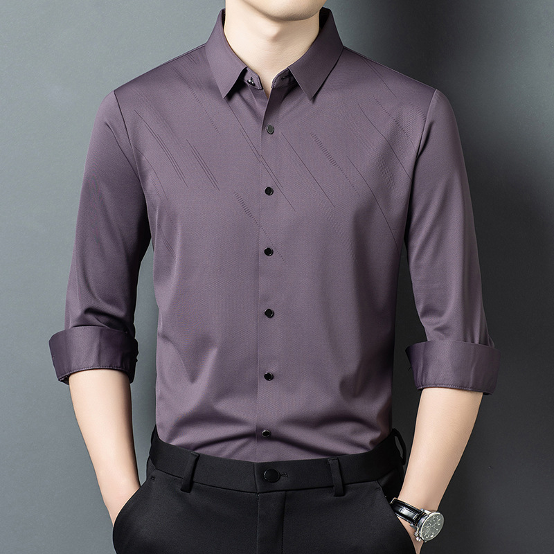 2026 New Trendy Printed Long-Sleeve Shirt for Men, Spring Korean Style Fashionable Business Casual Shirt for Middle-Aged Men 2026 New Trendy Printed Long-Sleeve Shirt for Men, Spring Korean Style Fashionable Business Casual Shirt for Middle-Aged Men