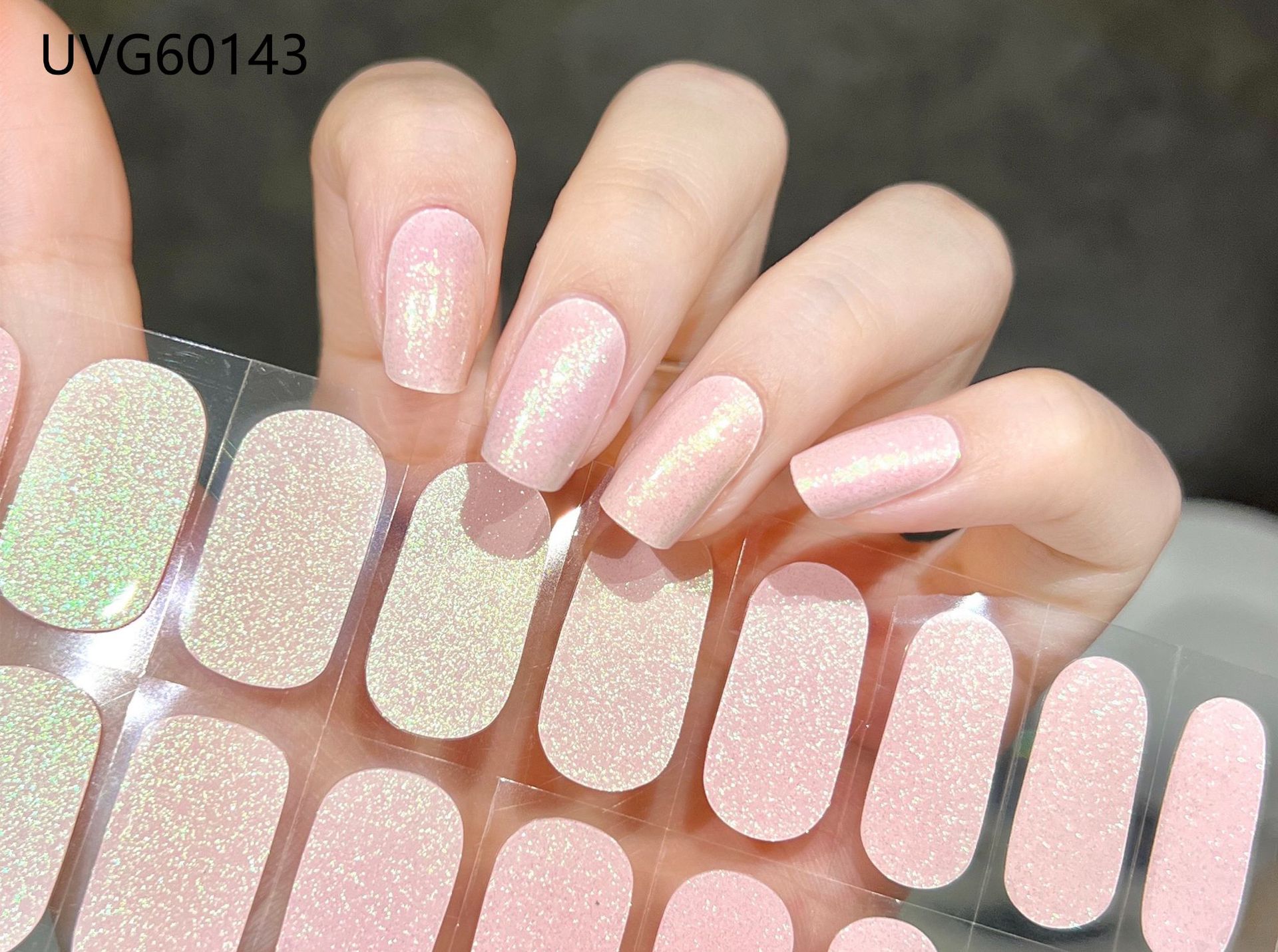 Pegatinas de uñas de gel UV transparentes efecto hielo, semicuradas, con lámina dorada, fototerapia, efecto película de aceite