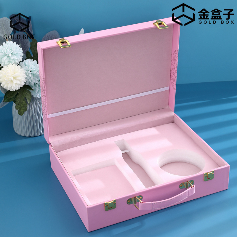 工厂直销批发礼品箱粉色精美便携伴手礼礼盒UV彩印烫金提手礼品盒