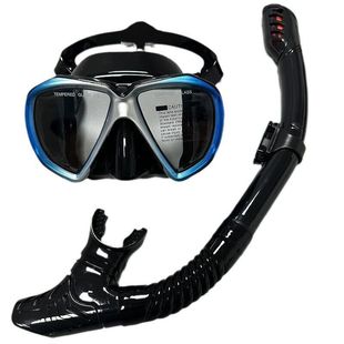 Diving Goggles Snorkeling Two Treasures Breathing Tube suit Men's and Women's New Large Frame Silicone Mirror Snorkeling Mask Diving Glasses