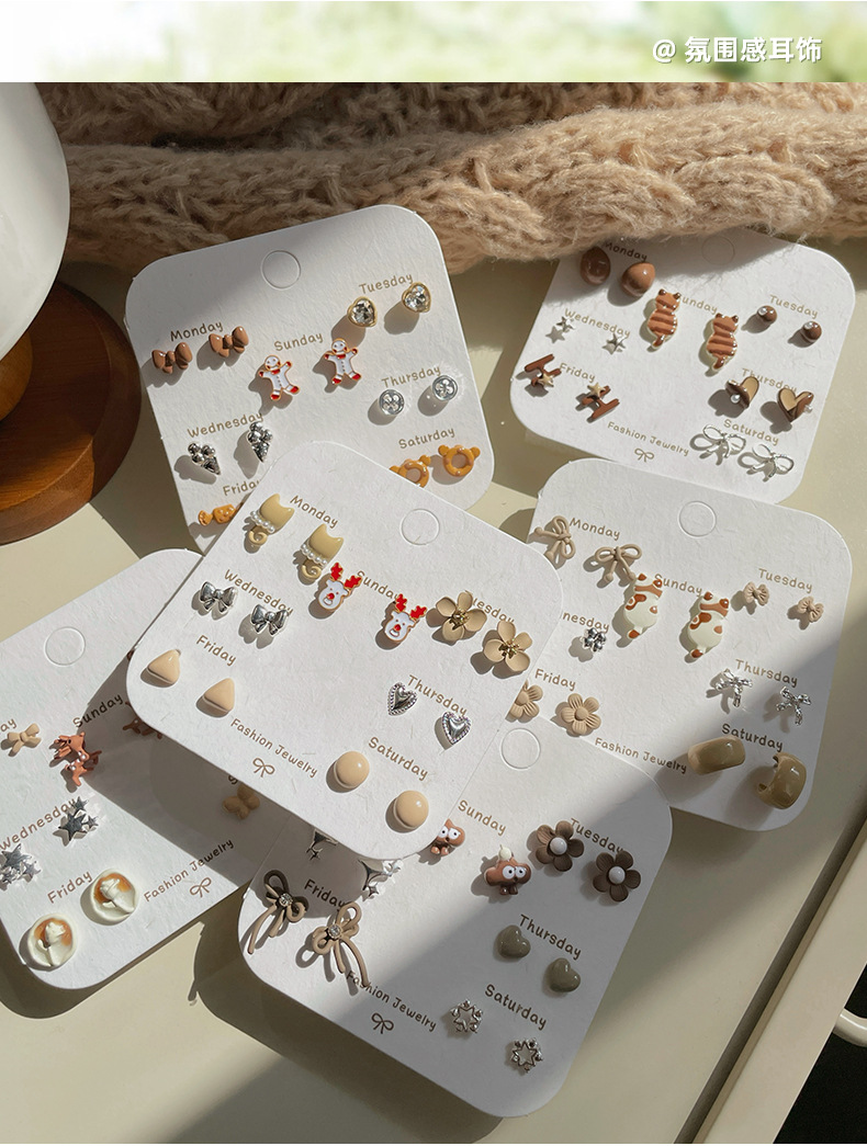 Heart Shape, Bow Knot Pattern 1 Set Elegant Cute Heart Shape Bow Knot Enamel Alloy Ear Studs