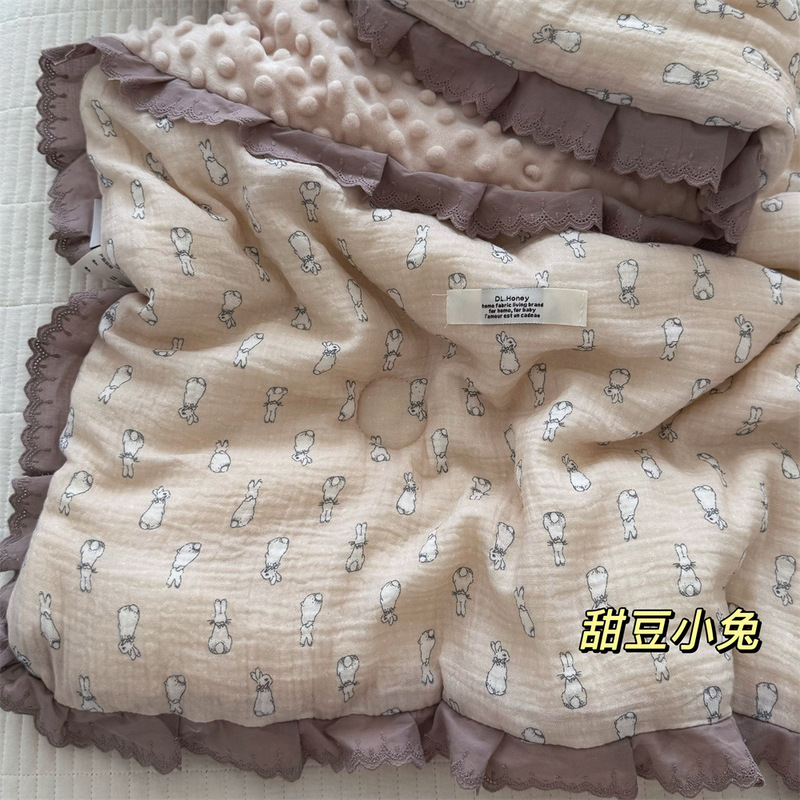 韩系田园风纯棉双层皱皱纱春秋被小清新碎花全棉保暖双人被可机洗|undefined