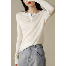 い四季可穿笑涵阁含桑蚕丝打底长袖基础T恤小上衣女秋XYC484494AG