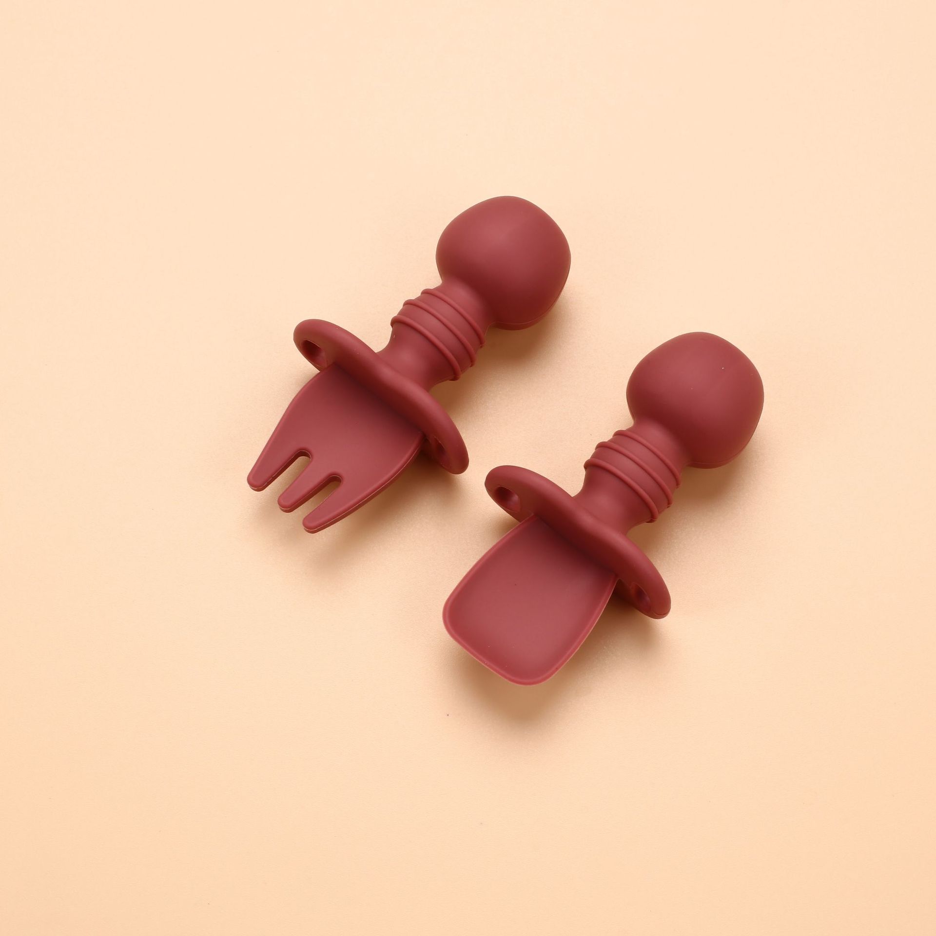 짧은 포크 스푼 (벽돌 빨강)