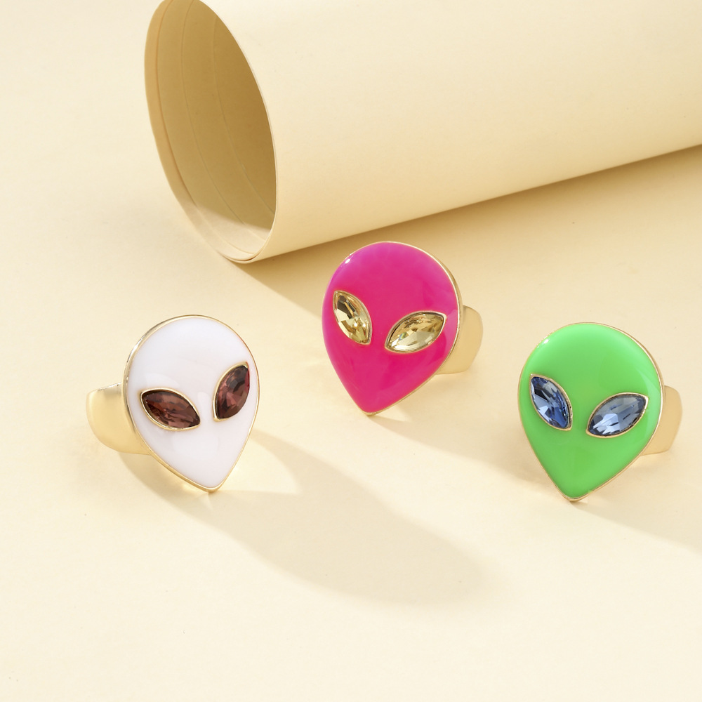 Eye Alien Drop Oil Fashion Ring Wholesale Jewelry Nihaojewelry display picture 1