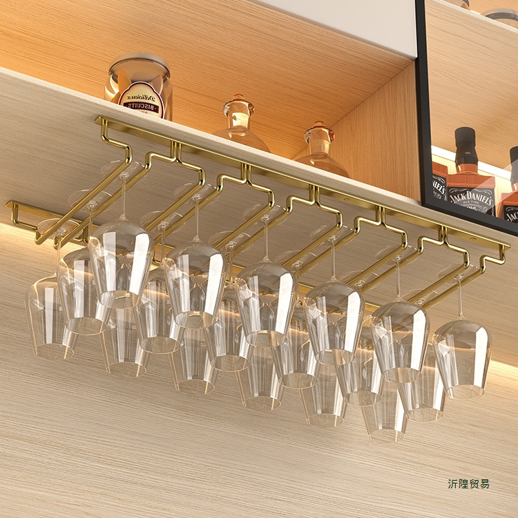 Stainless Steel Wine Glass Rack Hanging Wine Cabinet Wine Glass Rack Upside down Household Wine Glass Placement Rack Storage Rack Goblet Rack