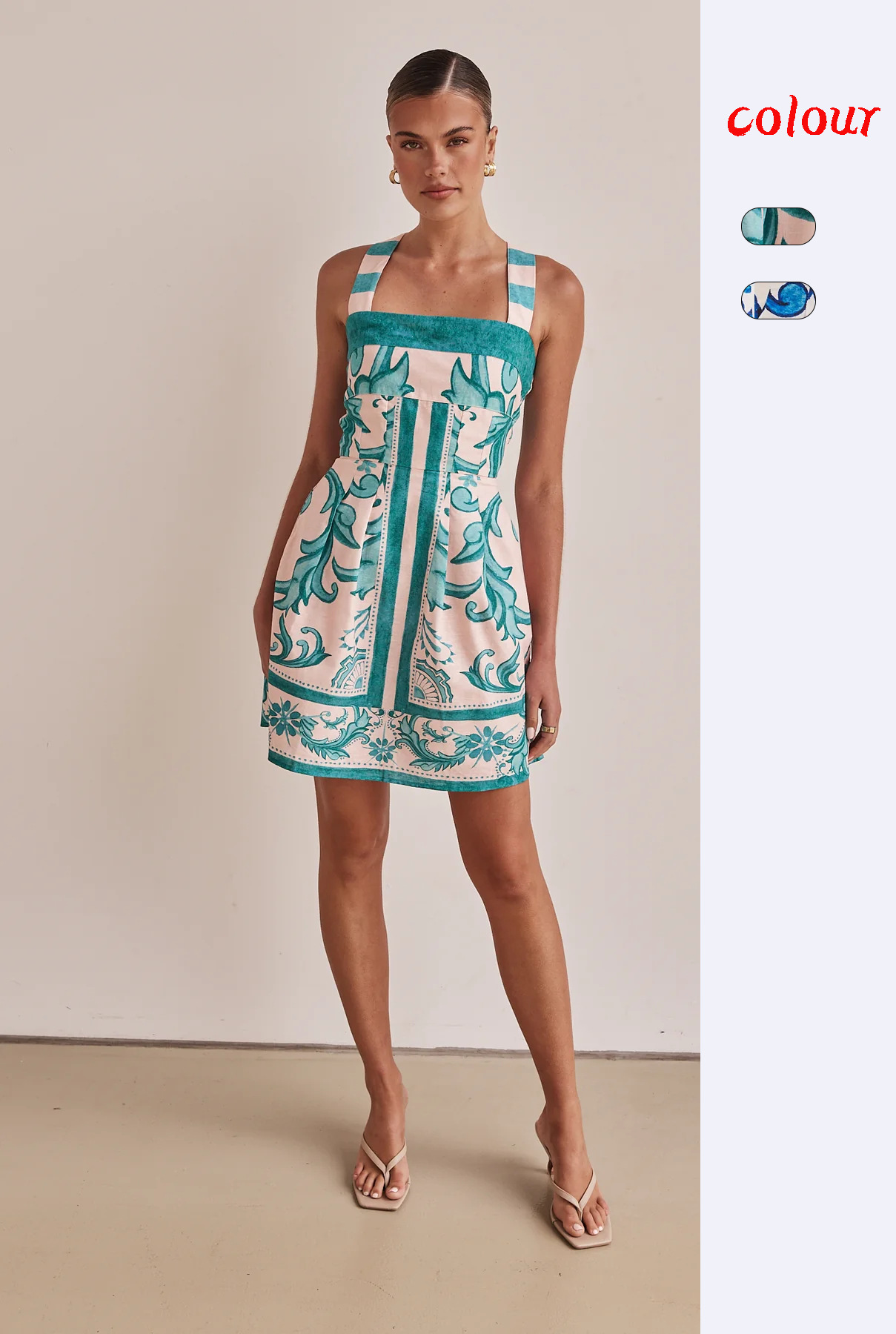 191g Weight Above Knee Dress Length Type Sleeveless Sleeve Length Strap Dress Dresses Type Spandex, Polyester Fabric Type High Waist Waist Line Holiday Occasion Strap Neckline Slim Fit Type Flower Pattern 2025 Spring and Summer Season Women's Gender Vacation Style Wholesale Women's Vacation Flower Holiday Strap Sleeveless Strap Dress 无