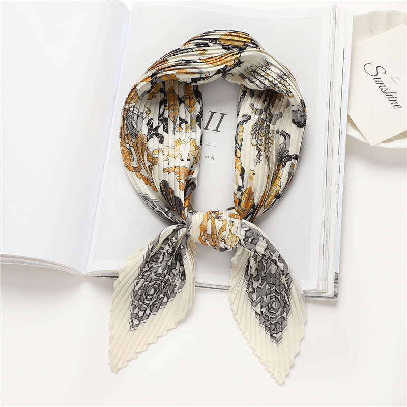 Square Pleated Diamond Simulation Silk Scarf For Women_voghion.com