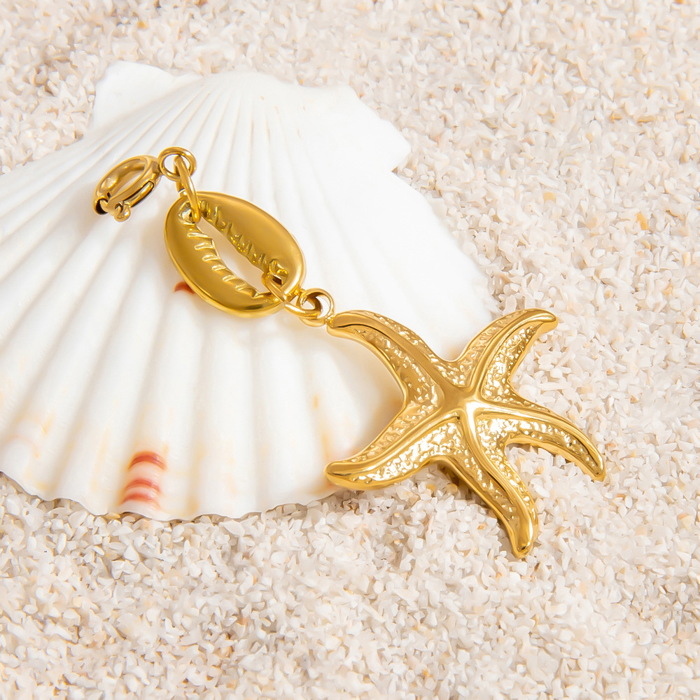 1 Piece 304 Stainless Steel PVD Coated Stuffed Animals & Plush Toys Rainbow Starfish Shell Polished Pendant DIY Ornament Accessories Charm Sleeper Hoop Earrings display picture 12