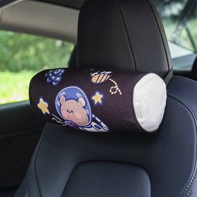 of car neck pillow: Headrest - bear-astronaut-cylindrical-headrest-single