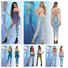 2023 New Neptune Mermaid Series Cosplay One-Piece Bodycon Stage Costume Sexy Fitted