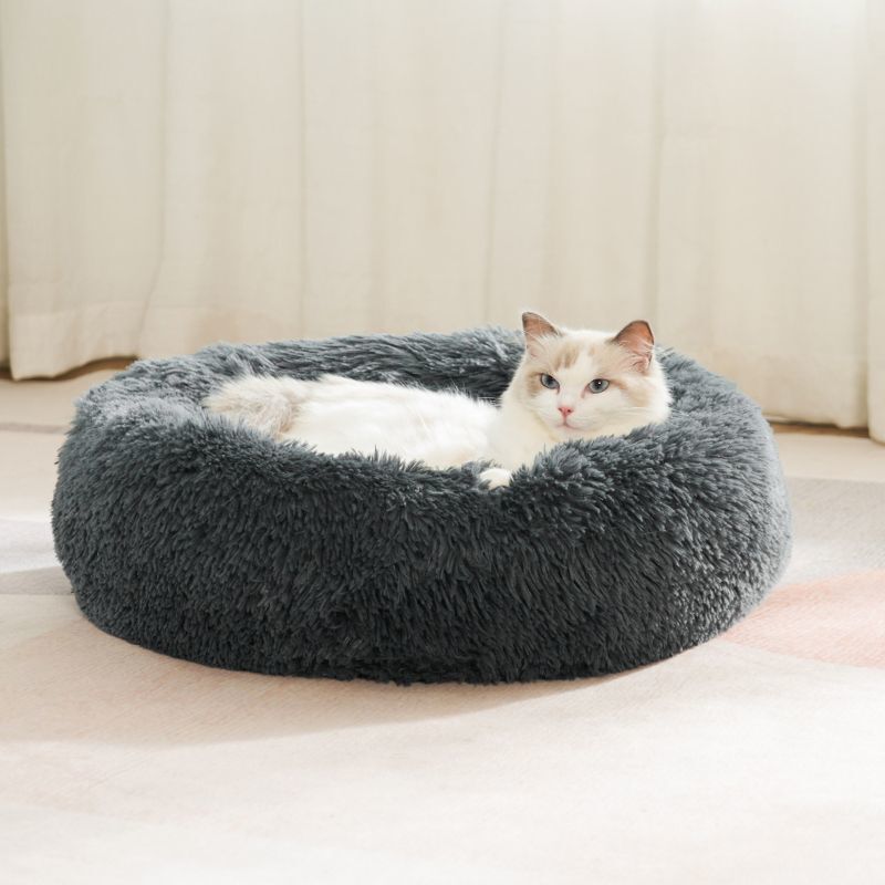 長い毛の猫の巣の冬の保温は厚くて閉じた深さの睡眠の猫の巣の丸い巣の猫の巣の長いぬいぐるみの犬の巣を厚くして使います。|undefined