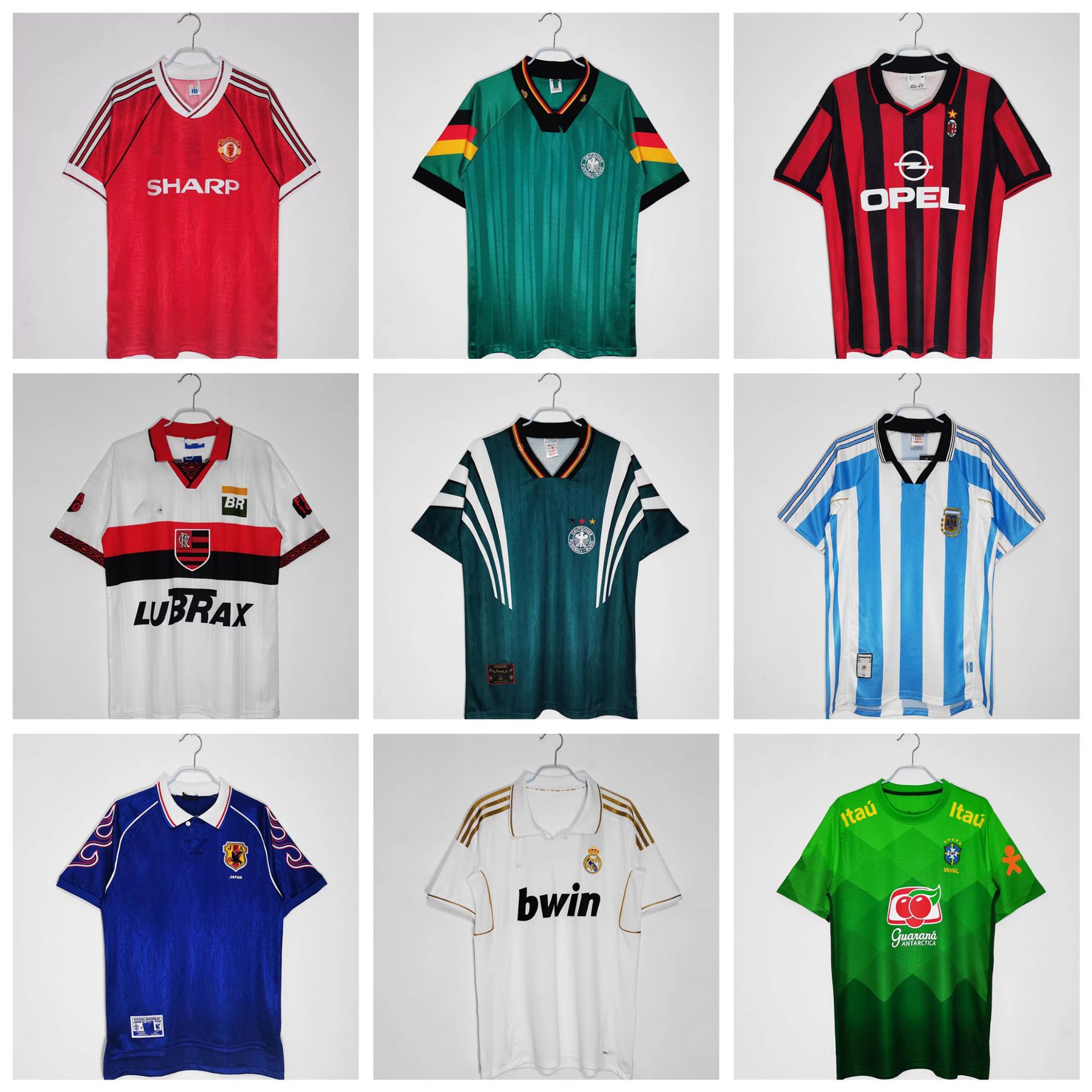 Retro Popular Models from Source Manufacturers: Inter Milan, Paris Saint-Germain, Germany, Argentina, Juventus, Italy, Tottenham, France, Ac Milan, Real Madrid