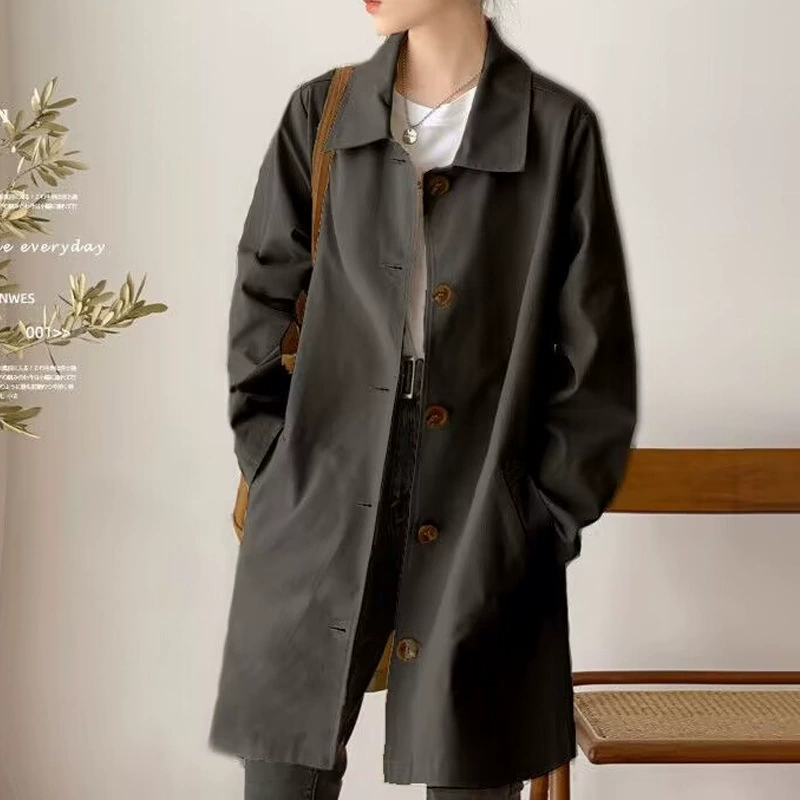 Tide, long trench coat, jacket for students, mid-length, Korean style