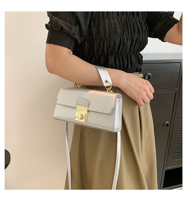 422g Weight Lock Fashion Element Lock clasp Closure Type Single Shoulder Strap Strap Type Square Bag Bags Type Daily, Street Occasion Pu Leather Material Solid Color Pattern All Seasons Season Women's Gender Elegant, Streetwear Style Square Shape Small Size Women's Small Pu Leather Solid Color Elegant Streetwear Lock Square Lock Clasp Square Bag 9