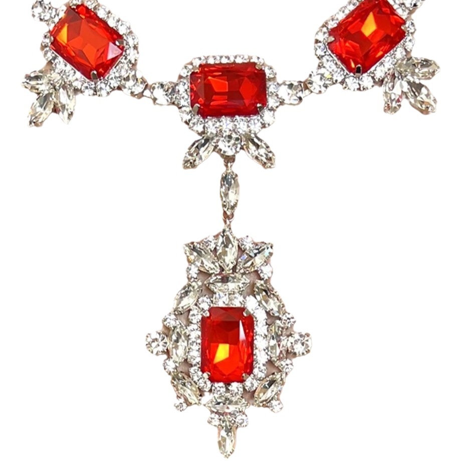 AliExpress nuevo traje de joyería de alto grado cuadrado COLLAR COLGANTE pendientes pasarela joyería conjunto