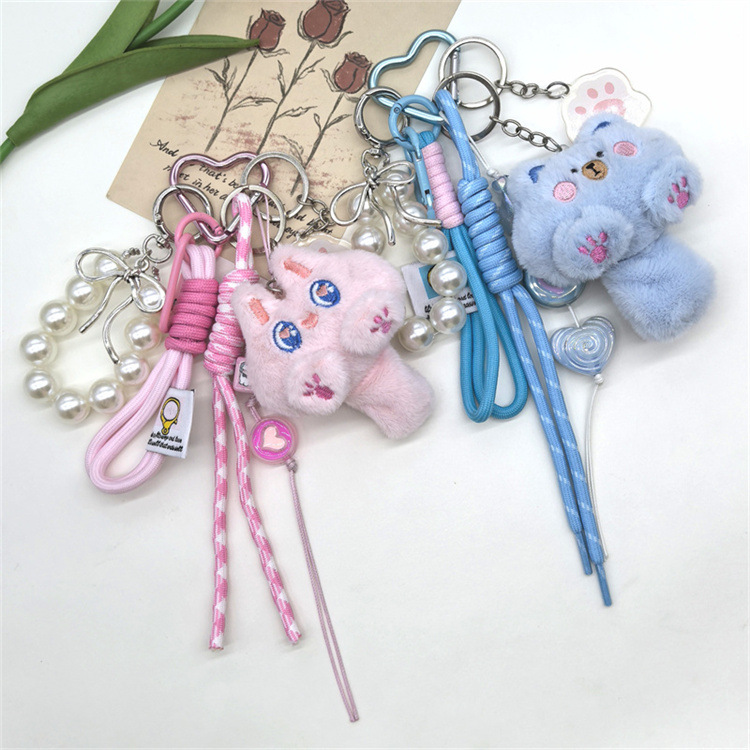 Cute Plush Paw Print Cat Women's Bag Pendant Keychain display picture 2