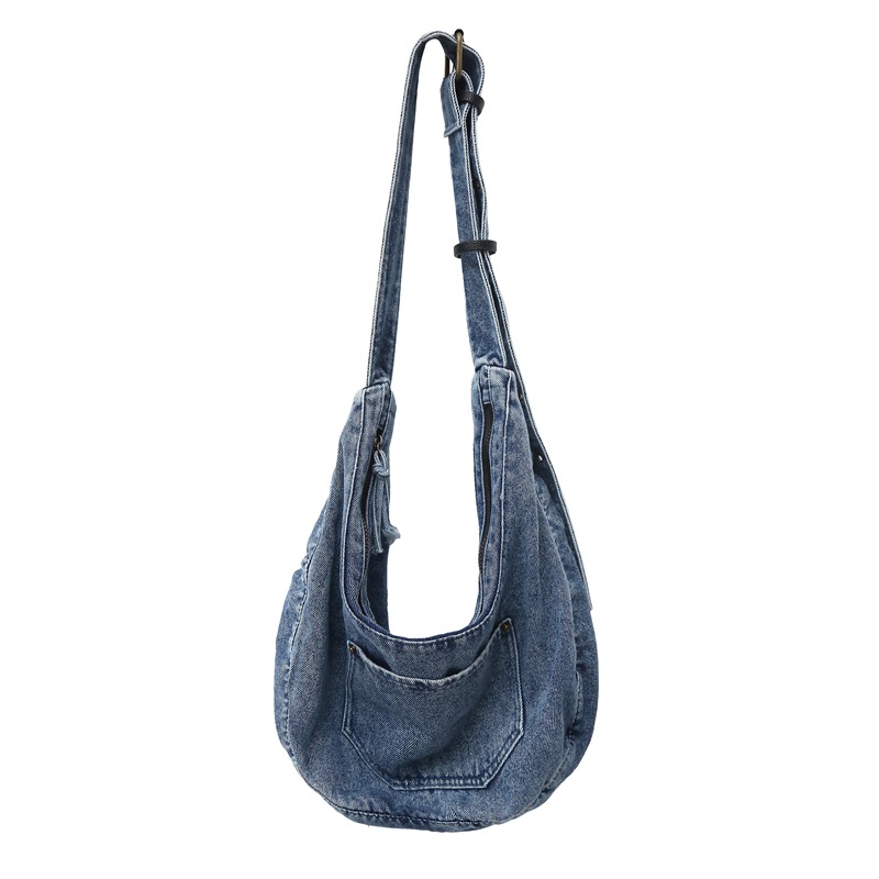 2024 verano nuevo estilo literario y artístico de gran capacidad denim señoras bolso diagonal de un solo hombro casual bolso tote de todo fósforo al por mayor