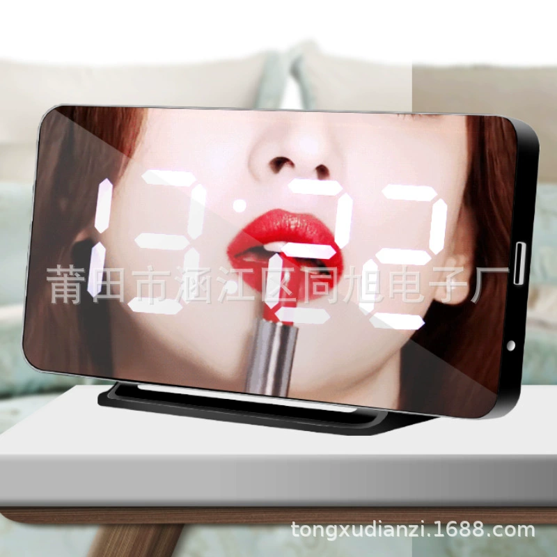 Светодиодный будильник USB-выход зарядка мобильного телефона Повтор макияжа зеркальные часы цифровые творческие индукционные затемняющие электронные часы