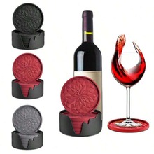 6只装硅胶杯垫带底座  饮料红酒杯杯垫 加厚防滑菱形不粘托盘跨境