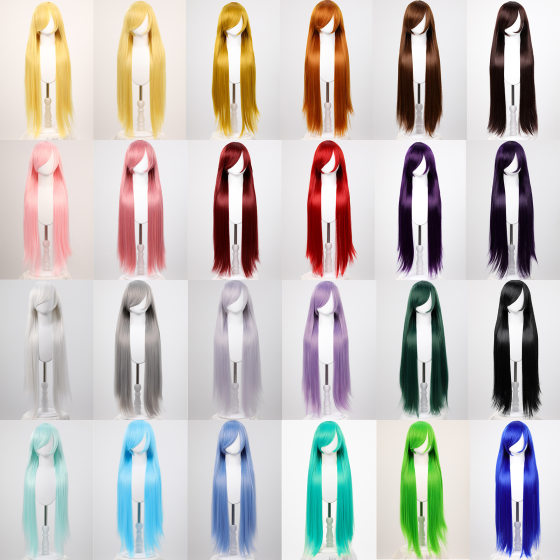 Long straight hair universal wig cos color cosplay blank 100cm multi-color anime female corn perm universal hair