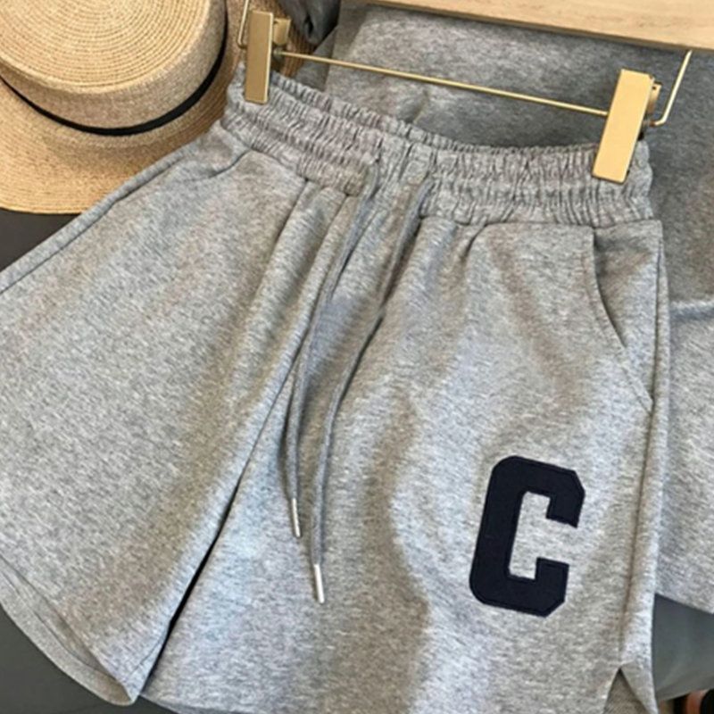 Trendy Cross-border Women's Summer New Style Student Loose-fitting Sports Shorts And Round-neck Short-sleeve Casual_ecoleips.com