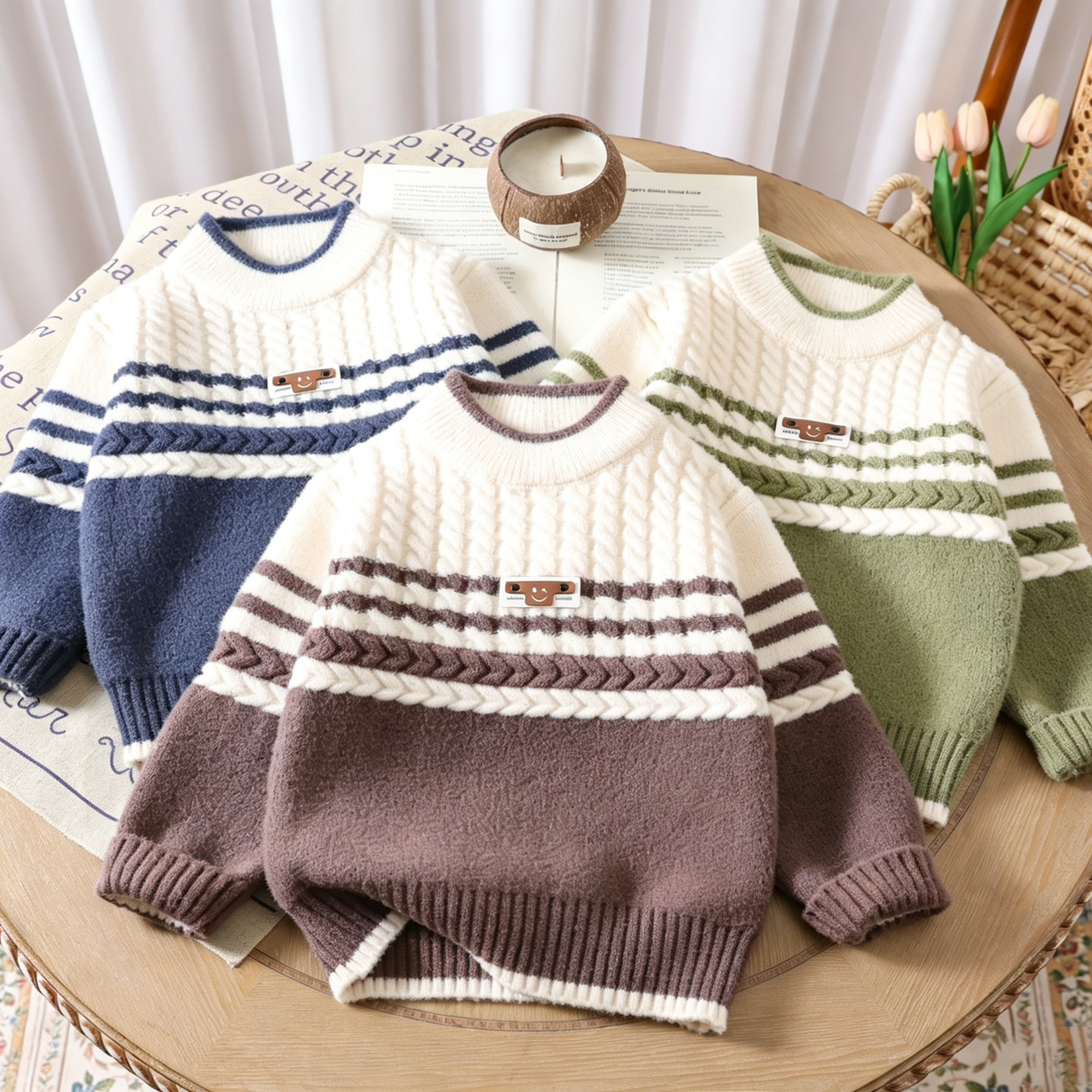 外贸童装批发男童毛衣2026新款 儿童针织衫韩国绒 Boys Sweater