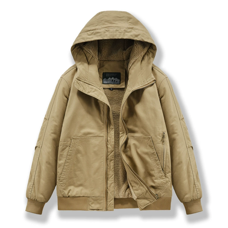 Трансграничная 2024 осень и зима мужская с капюшоном толстая повседневная куртка большой размер хлопчатобумажная куртка для мужчин