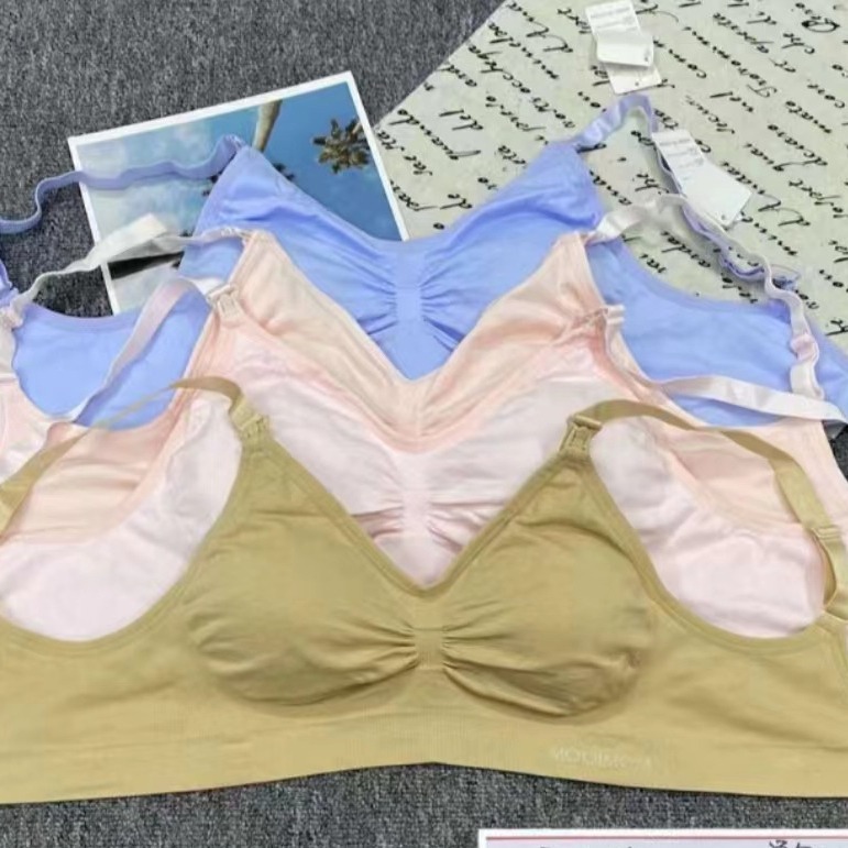 Nuevo tipo de embarazada sin anillo de acero abierto delantero gran tamaño de bra de lactancia de lactancia ajustable tipo de bra sin costura de la ropa interior