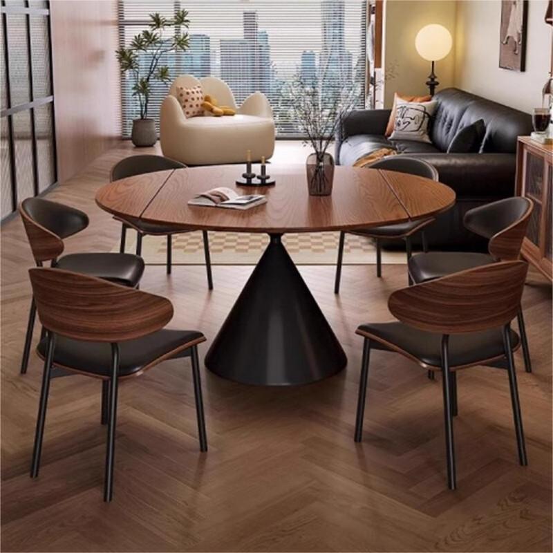 Retro francés estilo medieval cera blanca madera retráctil mesa de comedor de madera sólida mesa redonda casa pequeña mesa plegable de doble propósito