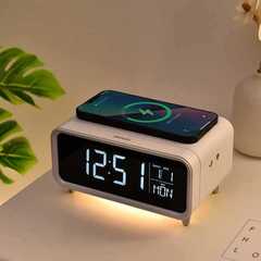 外国貿易デスクトップ時計目覚まし時計スタンド多機能携帯電話10wワイヤレス充電アイデアタッチ調光ナイトライト