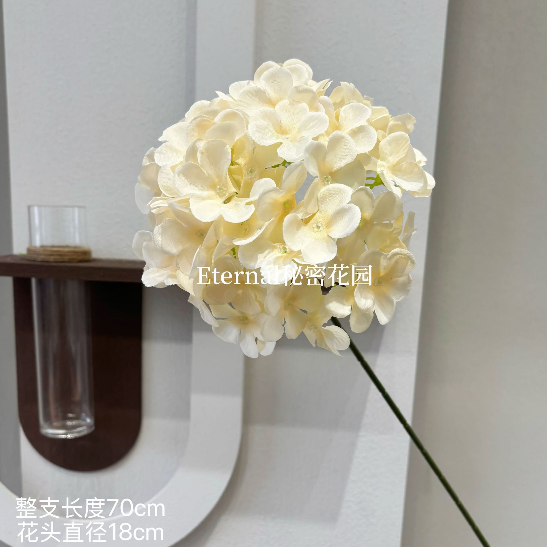 Flores de simulación de hortenida de una sola ramita grande de hortenida pipita de flores de pared de flores de filas de flores que guían el salón de bodas de flores al por mayor de bodas transfronterizas