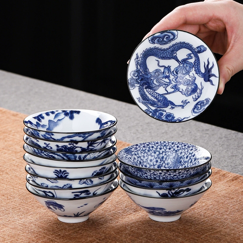 Retro blue and white ceramic tea set, tea cup, Birthday gift