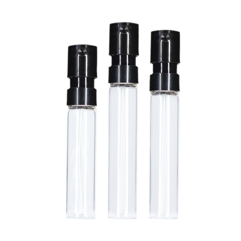 Venta al por mayor 1mL botella de aerosol francés transparente 2ml perfume sub-embalaje pequeña muestra botella mini botella de perfume de vidrio bayoneta botella de spray