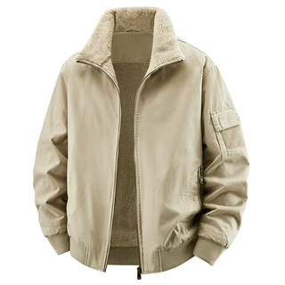 新品 闪电发货 夹克男秋冬新款羊羔绒夹克工装男士加绒加厚棉服保