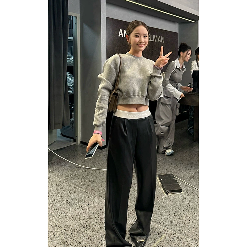 24 Ранние осенние новые продукты AN Wu, те же ремни свободные прямые брюки повседневные брюки кожаные брюки (правильная версия)