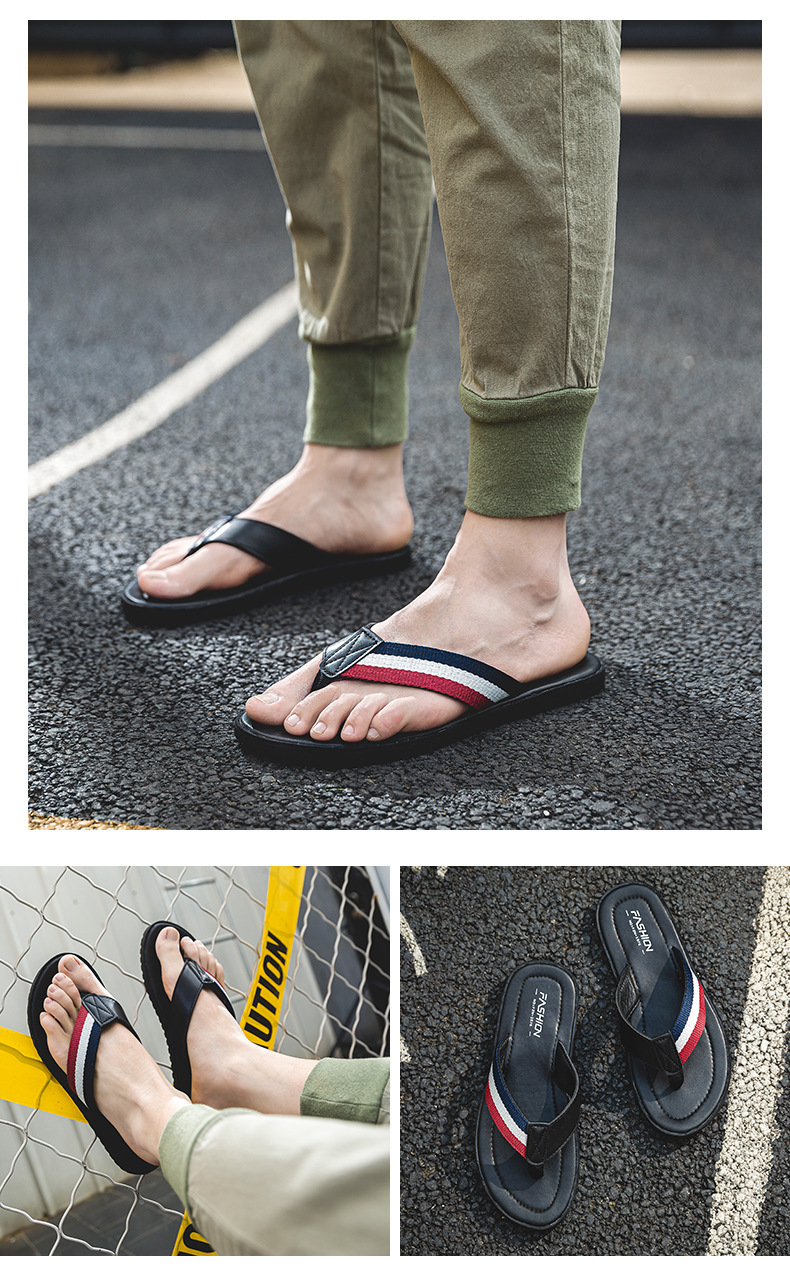 Herren Leder Flip-flops Mit Rutschfester Sohle Für Den Sommer_voghion.com