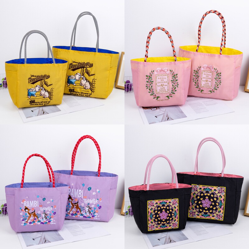 2026 New Large-Capacity Lunch Box Tote Bag for Commuting to Work, Women's Drawstring Lunch Bag, Nylon Handbag