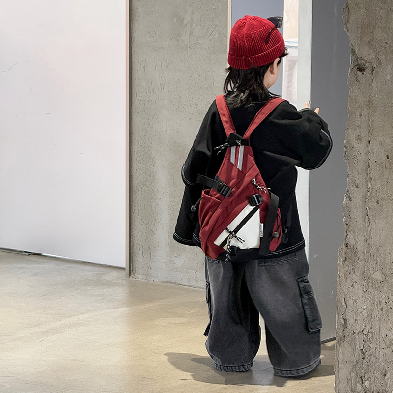 Bolsa de mochila coreana para niños y niñas, moda, bolso de pecho de gran capacidad para niños 2025, nuevo tipo de bolso para niños de doble uso
