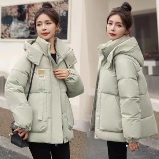 2024 new cotton-padded jacket women's short short short short fashionable loose Korean bread clothing hooded thick warm coat