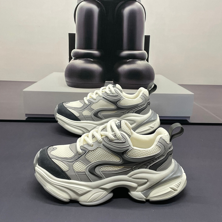 Men's Shoes Autumn New Fashion Mesh Shoes Outdoor Low-Top Breathable Sports Casual Shoes Thick-Soled Heightening Dad Shoes