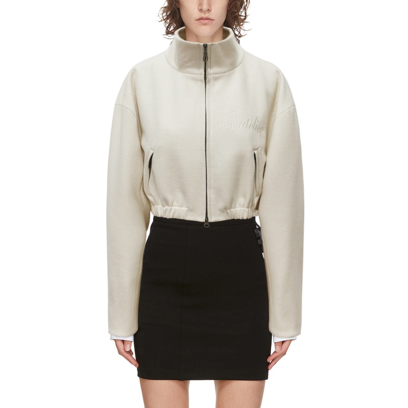 KHA **E Fall/Winter New urban leisure temperament fashion retro 80 s woolen collar ultra-short women's jacket