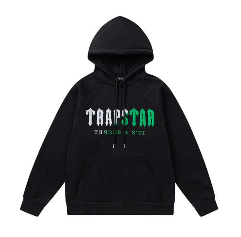Trapstarタオル刺繍とベルベットの帽子付きガードルのジッパー付きズボンのカジュアルセット|undefined