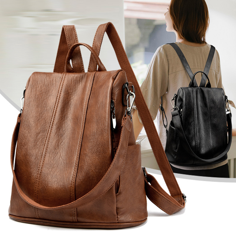 New Anti-Theft Genuine Leather Backpack, Retro Women's Fashionable and High-End Korean Backpack, Simple and Versatile, Large Capacity