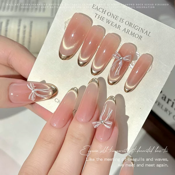 New soft-carved bow nail art accessories, minimalist and sheer, with a butterfly-shaped design, perfect for DIY nail decorations
