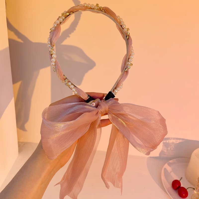 Sensor de alto nivel de banda de cabello para mujeres de alta presión craneal tarjeta de cabello temperamento de moda trenzada bufandas de seda banda de cabello adornamiento para el cabello