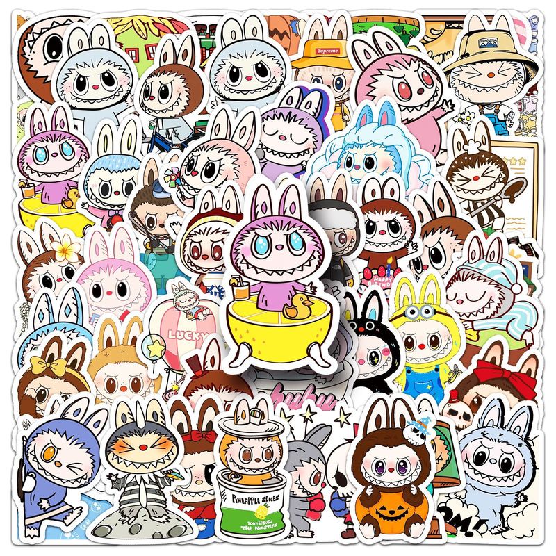 50枚のlabubu落書きシール漫画かわいい布飾り携帯ケーススーツケース水杯手帳シール|undefined