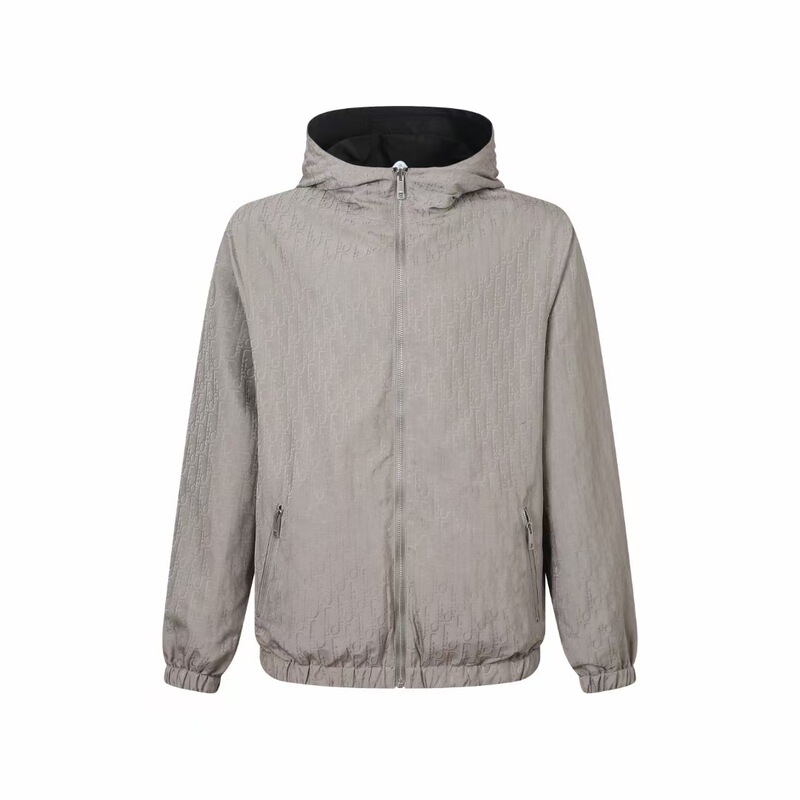 high quality dark pattern jacquard double-sided men's hooded jacket with back pockets and leather label high quality dark pattern jacquard double-sided men's hooded jacket with back pockets and leather label