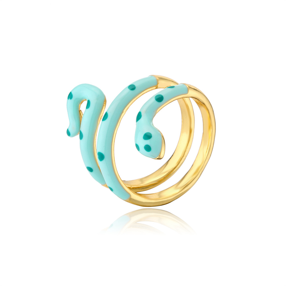 European and American new copper-plated gold dripping oil snake shape adjusted rings
