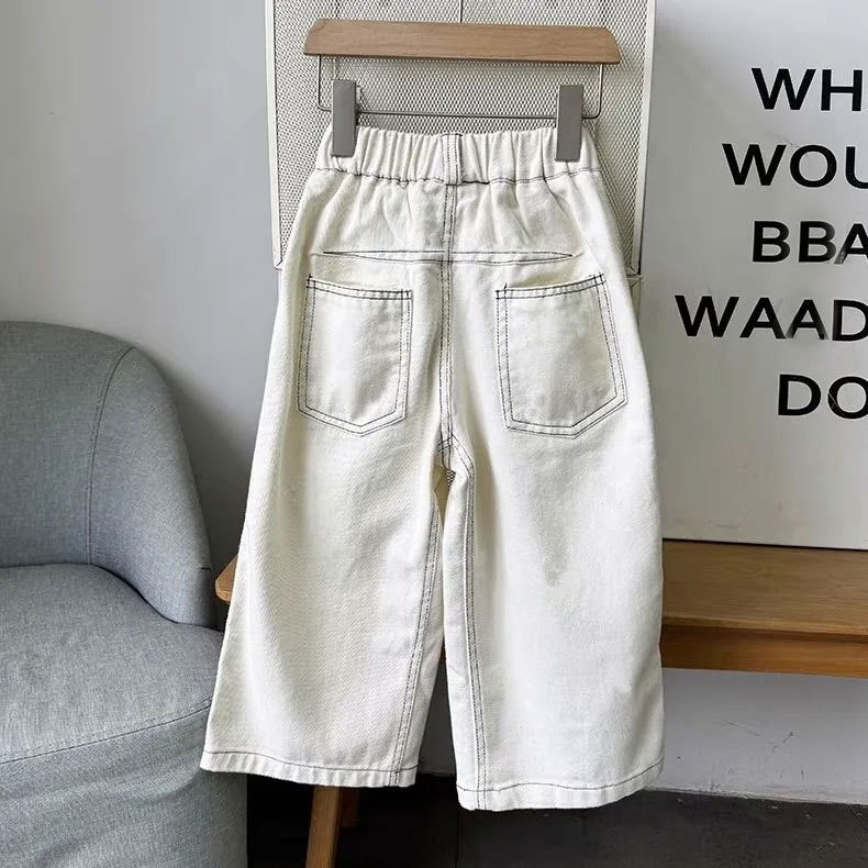 Nuevos pantalones casuales de primavera y otoño para niños coreanos, pantalones de línea recta para niños, pantalones casuales, pantalones jeans